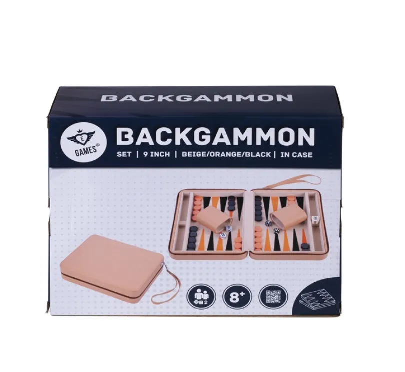 Backgammon 9'', beige zipper, beige/orange/black