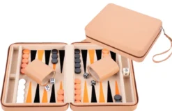Backgammon 9'', beige zipper, beige/orange/black