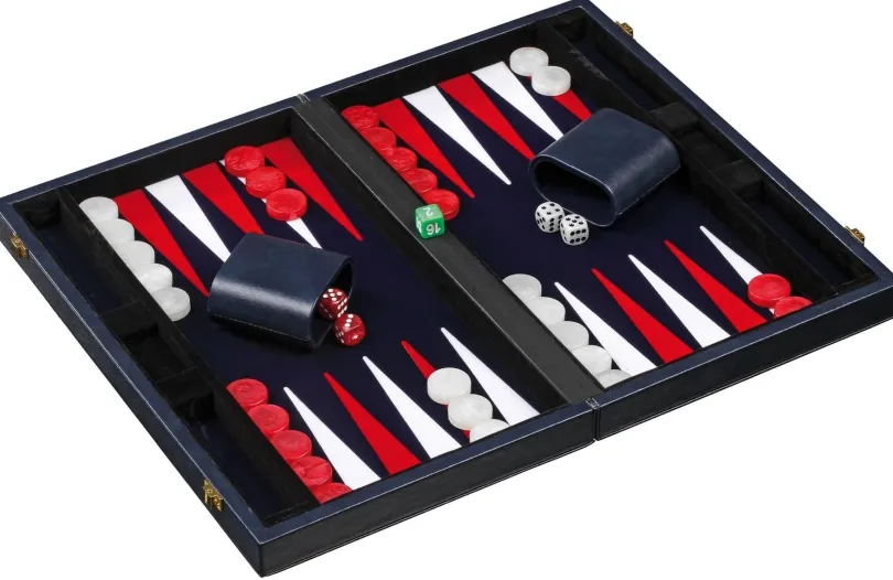 Backgammon Blue Medium Imitation Leather 1734 Philos