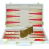 Backgammon 38 cm white with gold-coloured stripe
