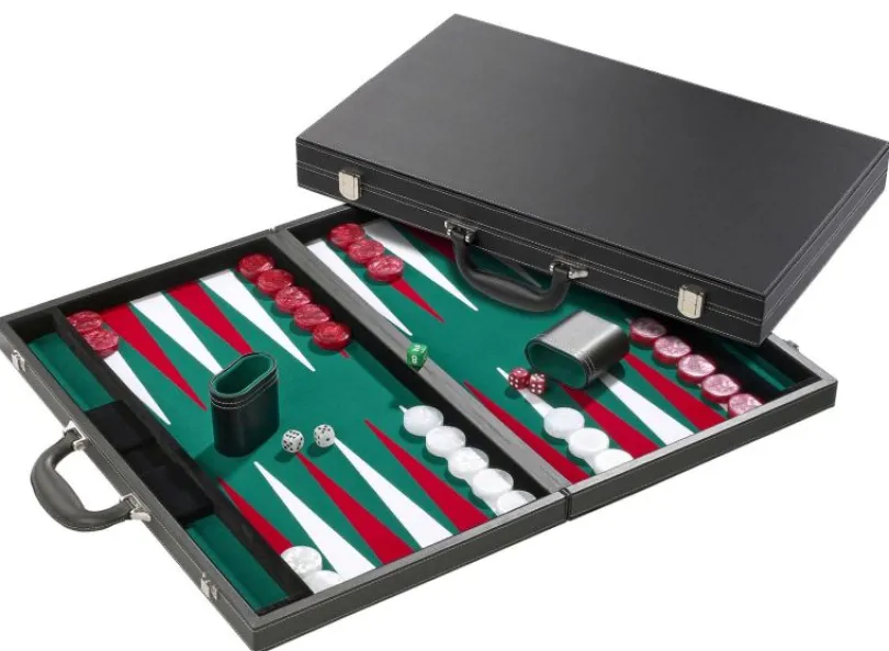 Backgammon Green Tournament Size, Synthetic Leather (1715)