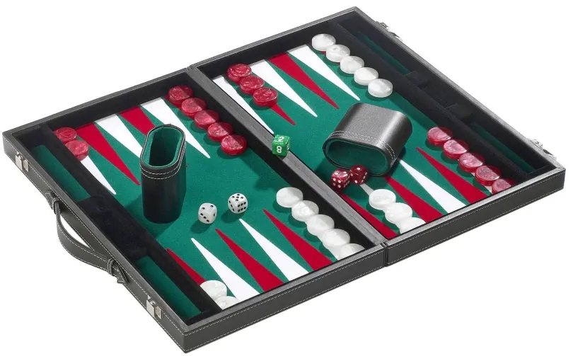 Backgammon Medium Green, imitation leather (1732)
