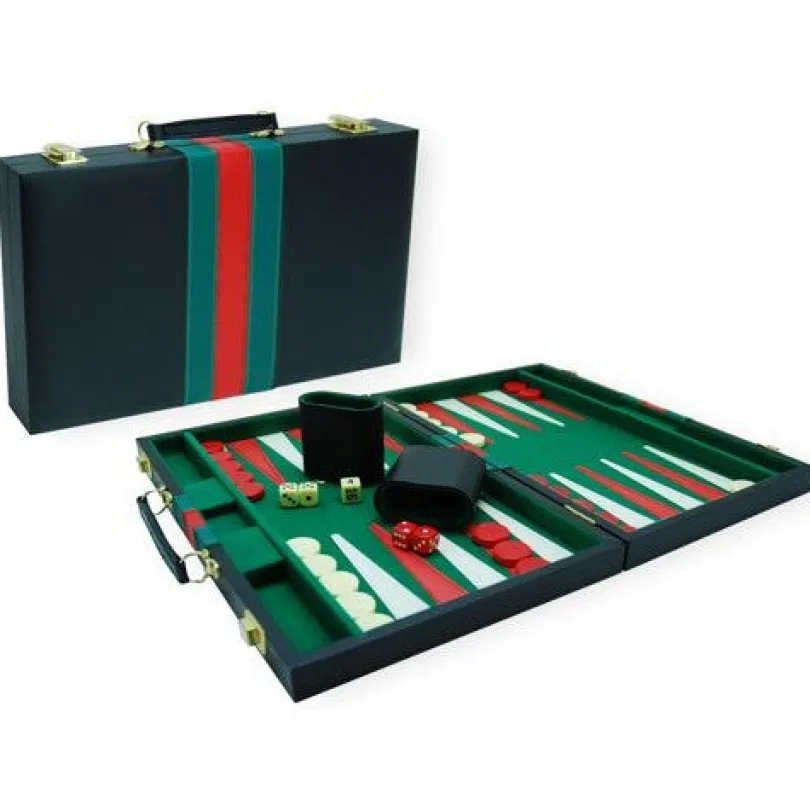 Backgammon vinyl 38 cm black/green/red