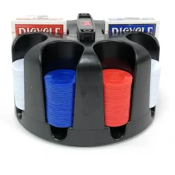 Bicycle Revolving Poker Chip Rack With Handle, 200 x Chips, 2 Decks