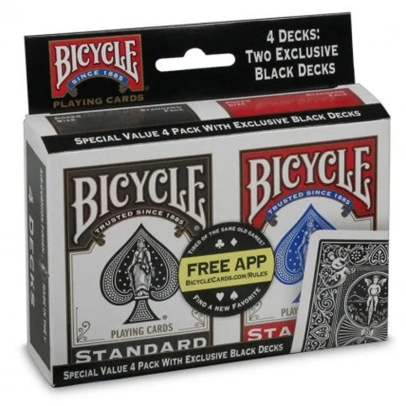 Bicycle Standard Playing Cards 4 Pack Black and red