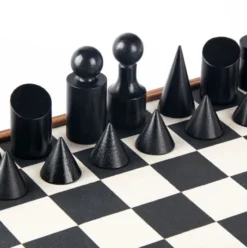 Black Natural Cork Chessboard 40cm Inlaid on wooden box with natural & ebonised chessmen Manopoulos