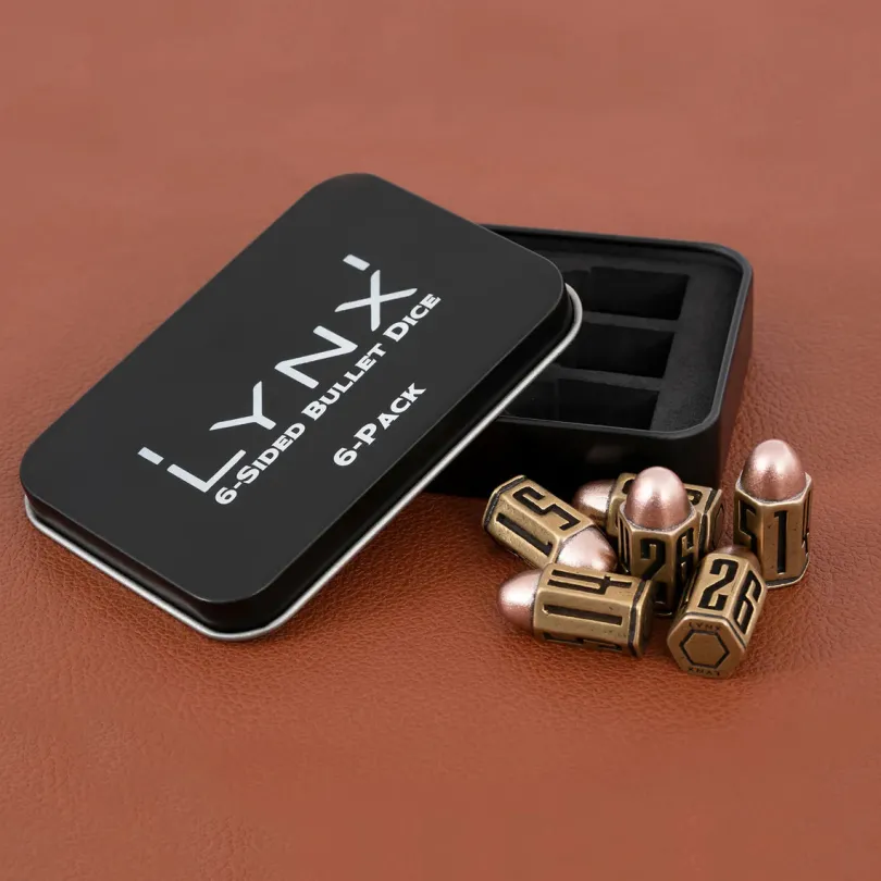 BRASS D6 BULLET DICE SET | COOL & CUSTOM D6 SET