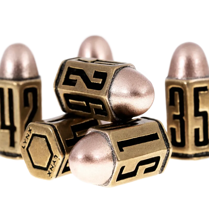 BRASS D6 BULLET DICE SET | COOL & CUSTOM D6 SET