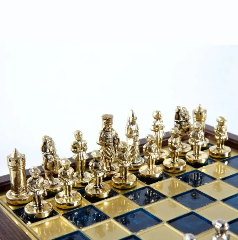 Byzantine Empire Metal Chess Set With 20cm Wooden Chessboard/Box Manopoulos