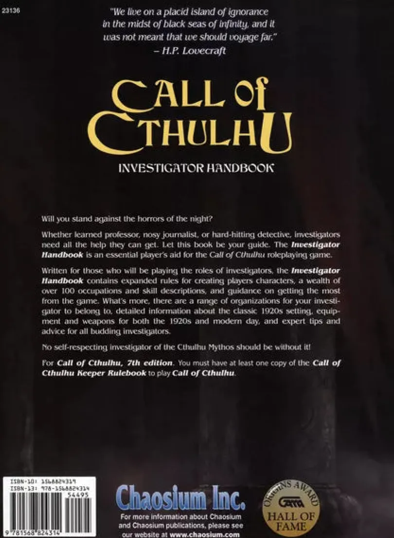 Call Of Cthulhu RPG: Investigator Handbook