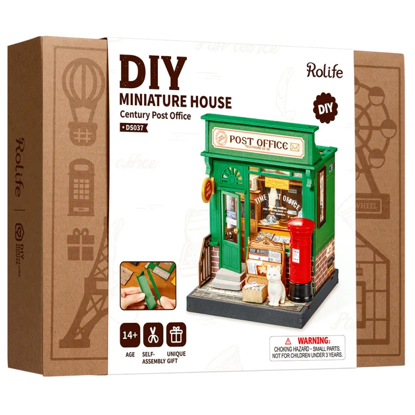 Century Post Office - DIY Miniature House, Bookshelf Decoration Kit - Rolife