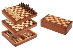 Chess Backgammon Checkers Set, travel, field18 mm, magnetic (2517)