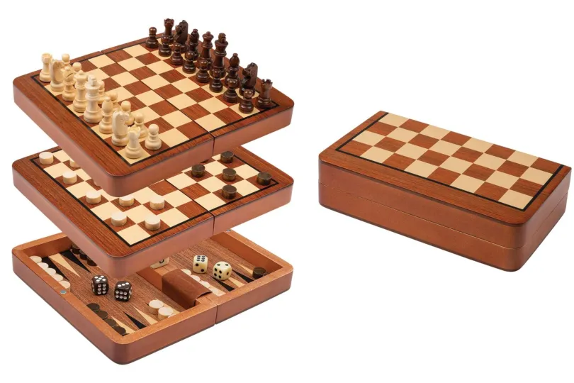 Chess Backgammon Checkers Set, travel, field18 mm, magnetic (2517)