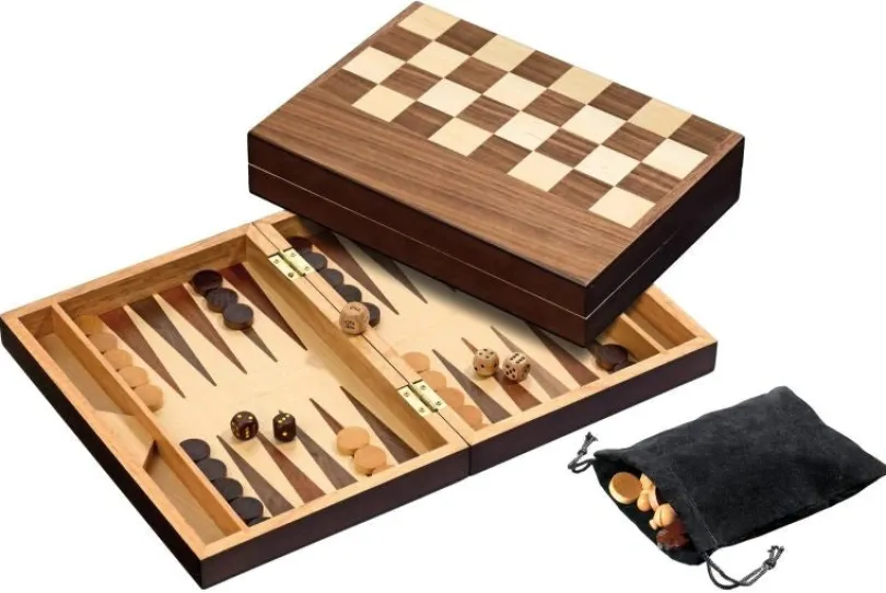 Chess Backgammon Checkers Set, field 32 mm, magnetic lock (2508)