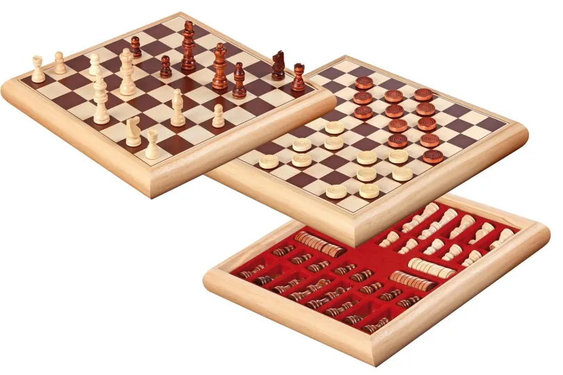 Chess checkers set, wooden box, field 35 mm (2803)