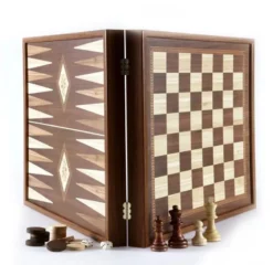 Classic 2-in-1 Chess & Backgammon Set in Walnut Case