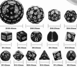 Complete Dice Set D3-D100 Black