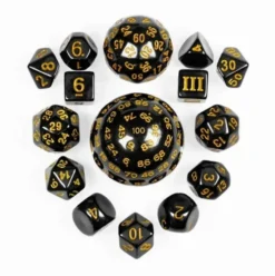 Complete Dice Set D3 D100 Blackyellow