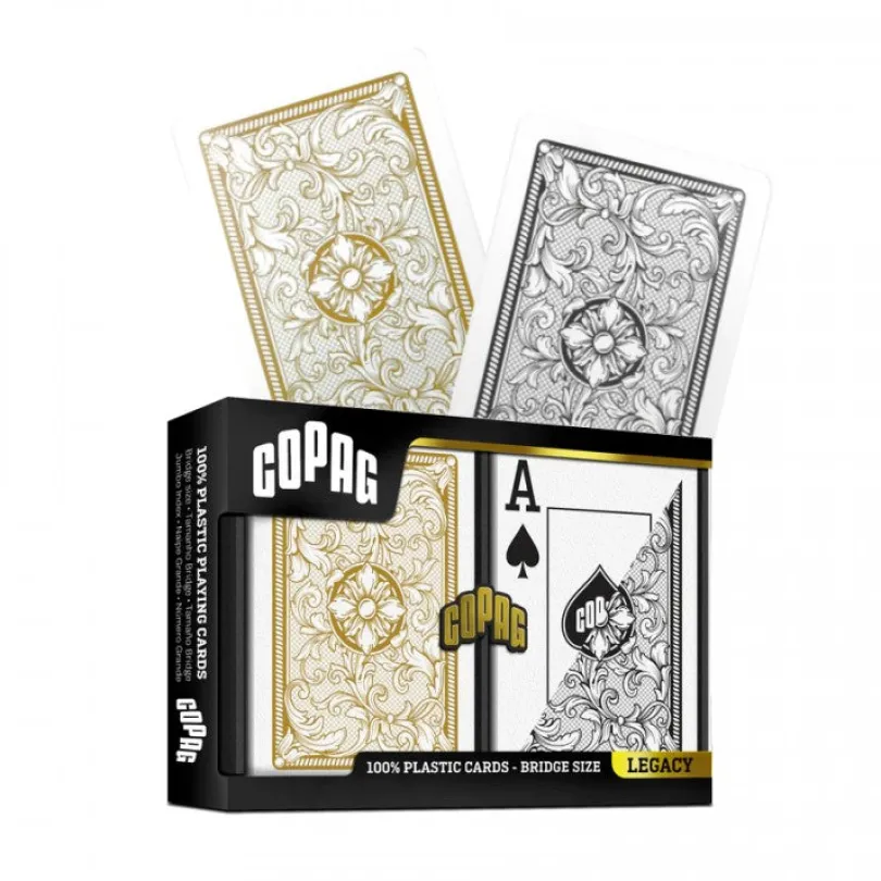 Copag Legacy Bridge Size Jumbo Index Playing Cards Double Deck (black and gold)