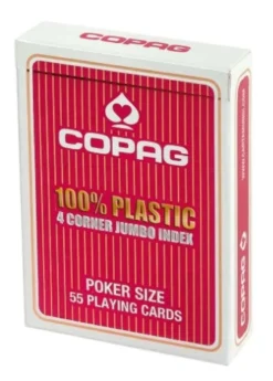 Copag Poker Size - 4 Corner Jumbo Index, 100% Plastic (Red)