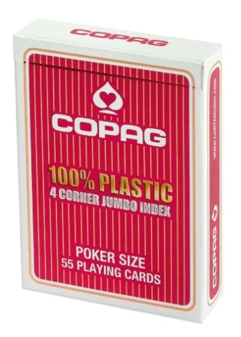 Copag Poker Size - 4 Corner Jumbo Index, 100% Plastic (Red)