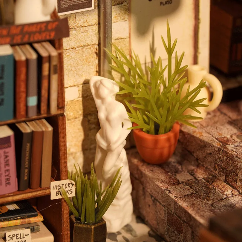 Corner Bookstore - DIY Miniature House, Bookshelf Decoration Kit - Rolife