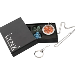 DICE LOCKET W NECKLACE & KEYCHAIN + 3 DND MINI DICE SETS | FANTASY JEWELRY