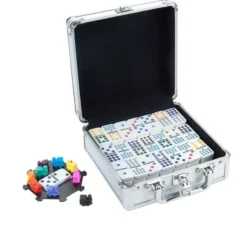 Domino double 12 Mexican Train aluminum case