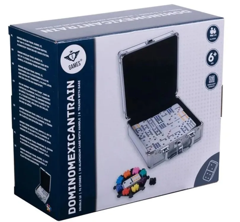 Domino double 12 Mexican Train aluminum case