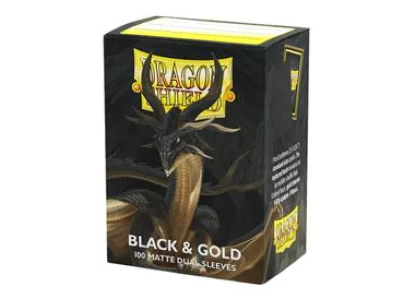 Dragon Shield Sleeves - Standard size - Matte Dual - Black & Gold (100 Sleeves)