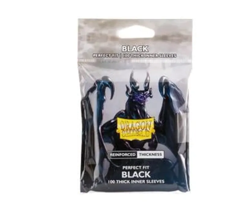 Dragon Shield Standard Size Perfect Fit Inner Sleeves Thick Inner Black 100 Dragon Shield