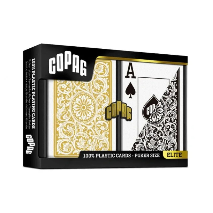 1546 Elite Poker size - Regular index playing cards double deck Black/Gold