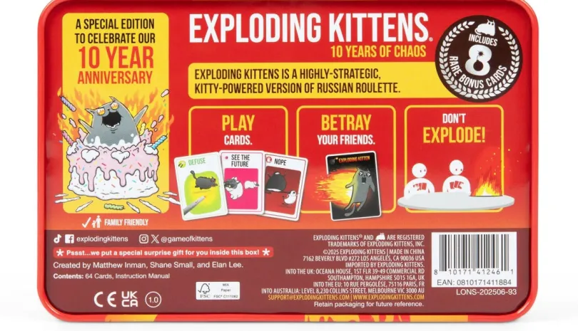 Exploding Kittens 10-Year Anniversary