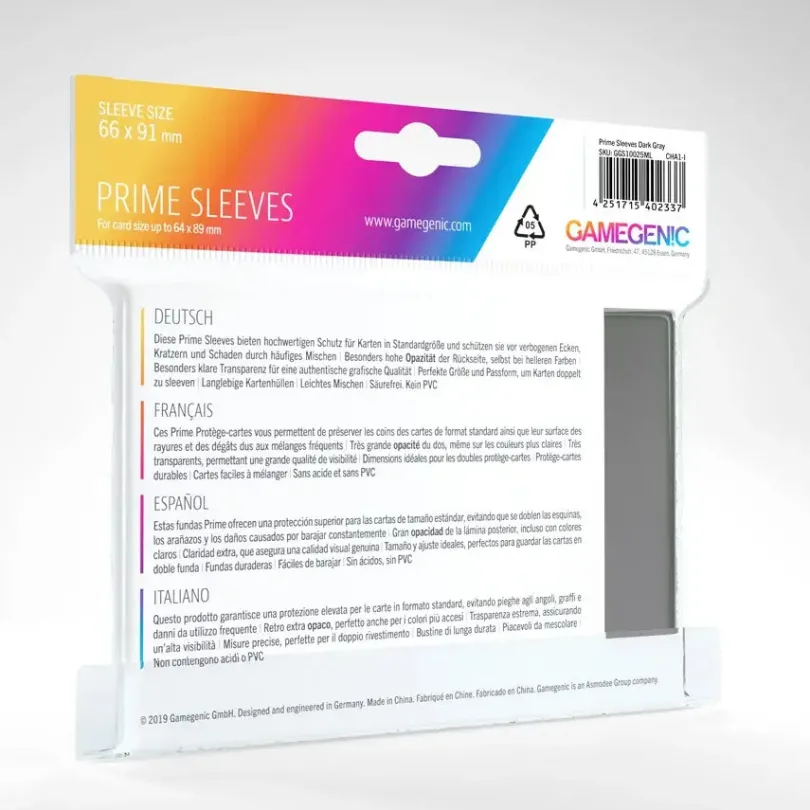 Gamegenic - Prime Sleeves Dark Gray (100 Sleeves)