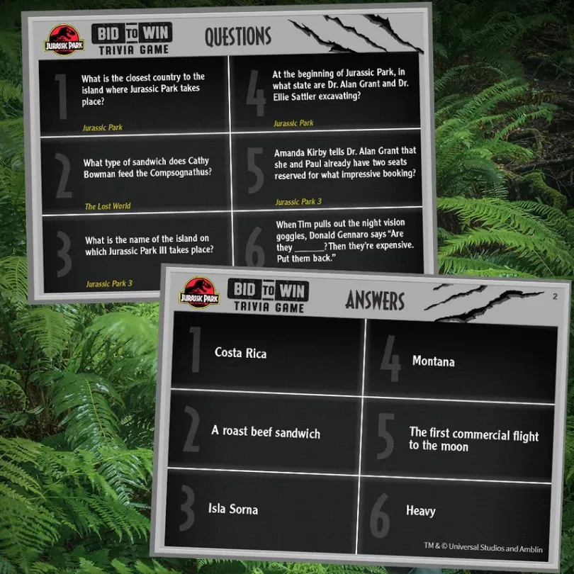 Jurassic Park Bid to Win Trivia