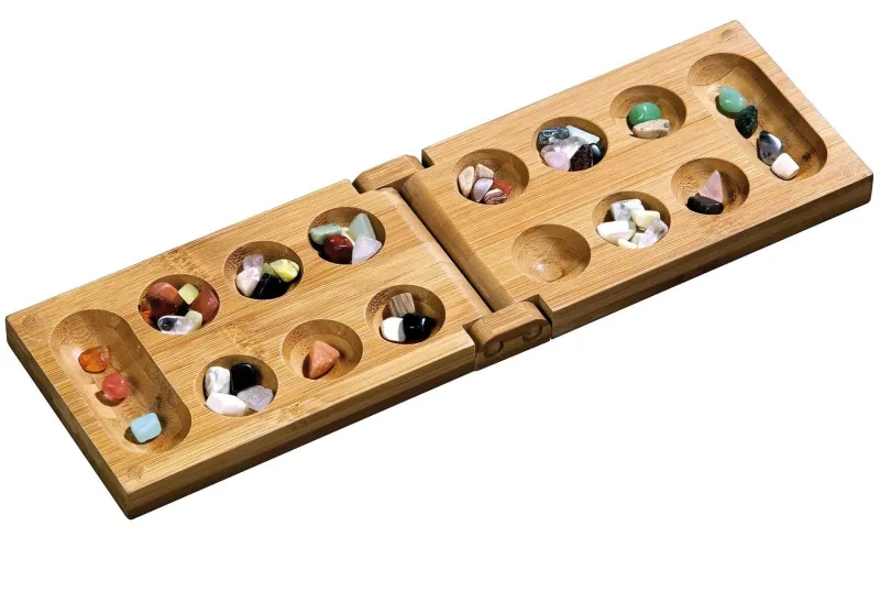 Kalaha / Mancala, foldable, travel game, bamboo (3258)