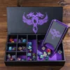 Leather Dice Tower Storage Box Purple