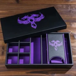 Leather Dice Tower Storage Box Purple