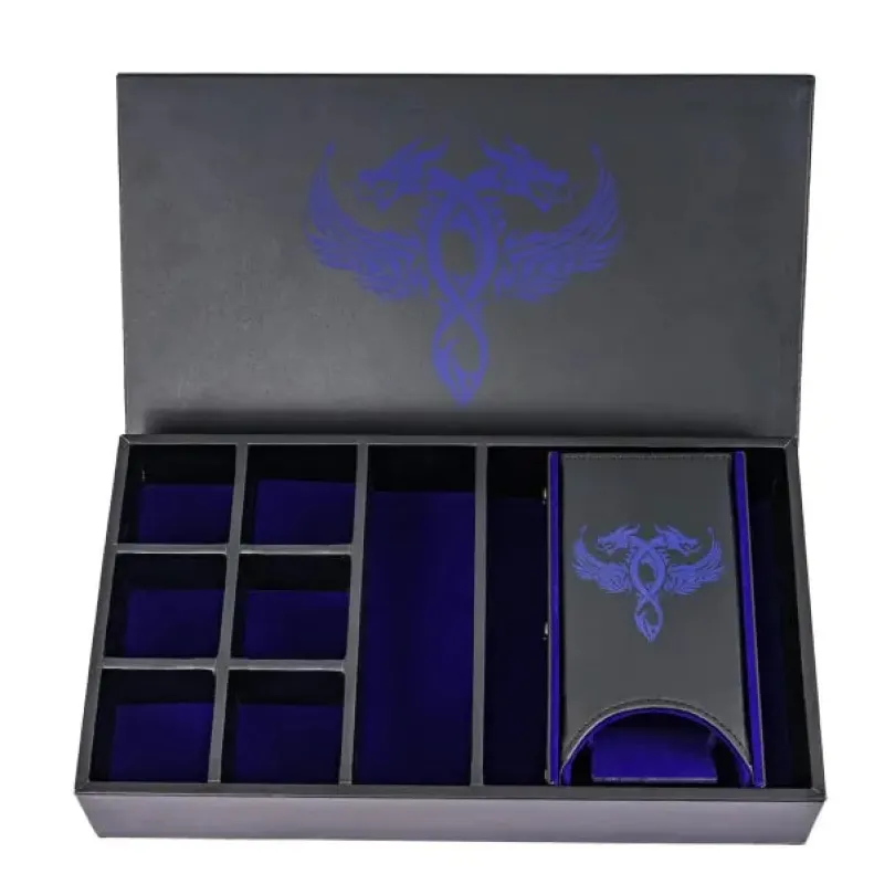 Leather Dice Tower & Storage Box (Blue)