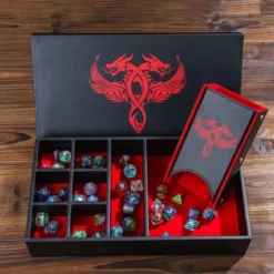 Leather Dice Tower & Storage Box (Red)