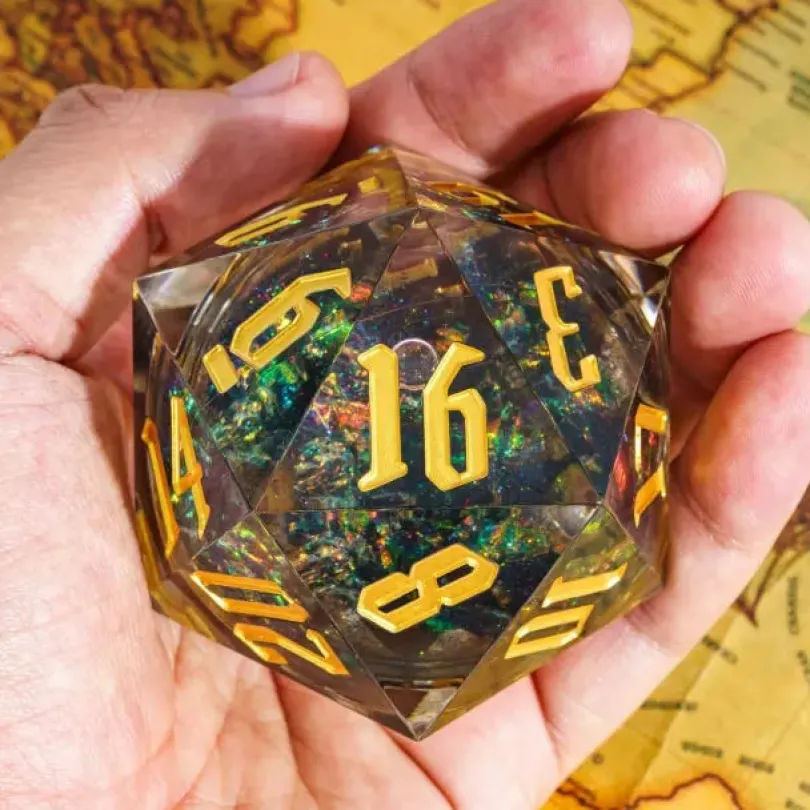Liquid Core D20 Glitter (55mm) (Gold Font)