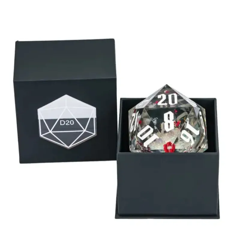 Liquid Core D20 Red Flower Glitter 55mm