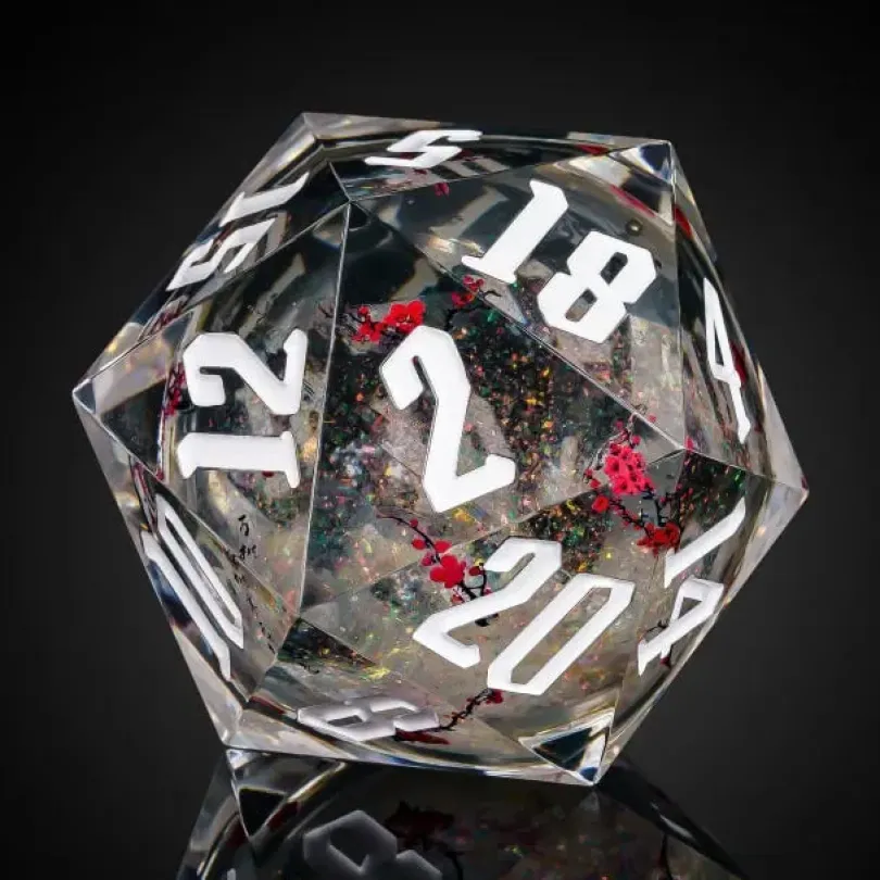 Liquid Core D20 Red Flower Glitter 55mm
