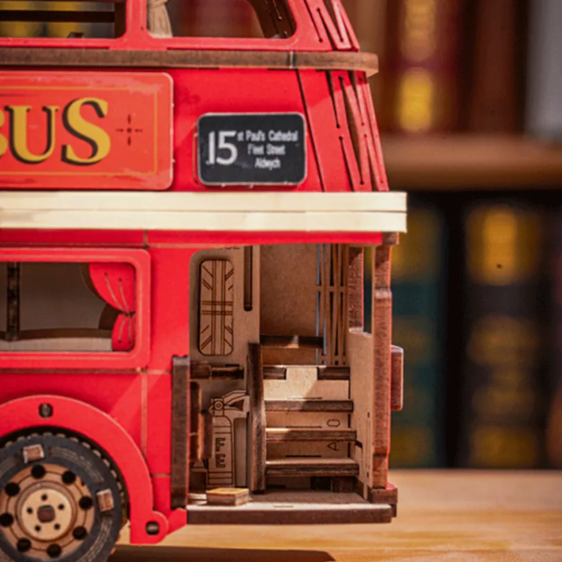 London Tour Bus - 3D Wooden Puzzle DIY - Rolife