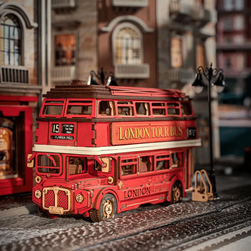 London Tour Bus - 3D Wooden Puzzle DIY - Rolife