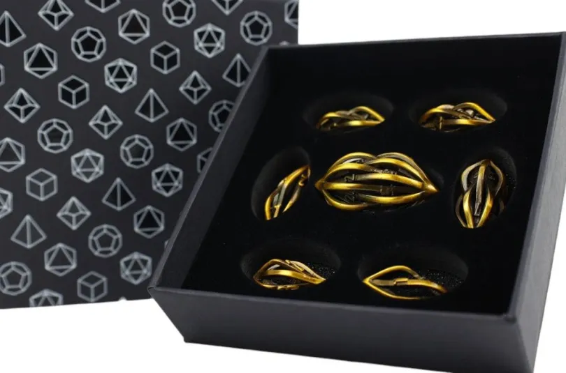 LPG Dice RPG Set Hollow Elliptic Ancient Bronze (7)