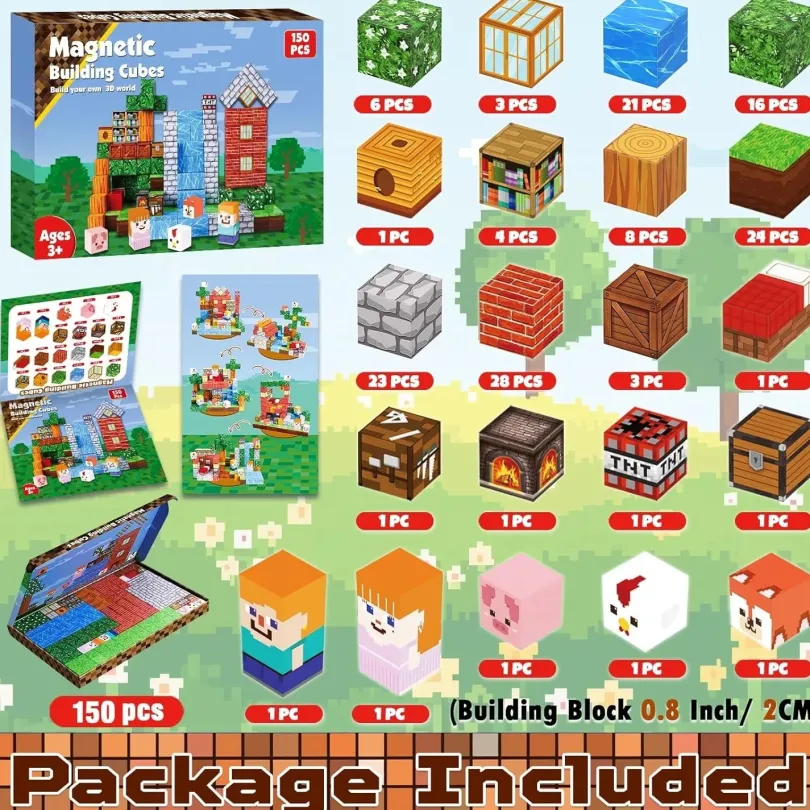 Magnetic Building Blocks Forest Bibliotek 150 pcs