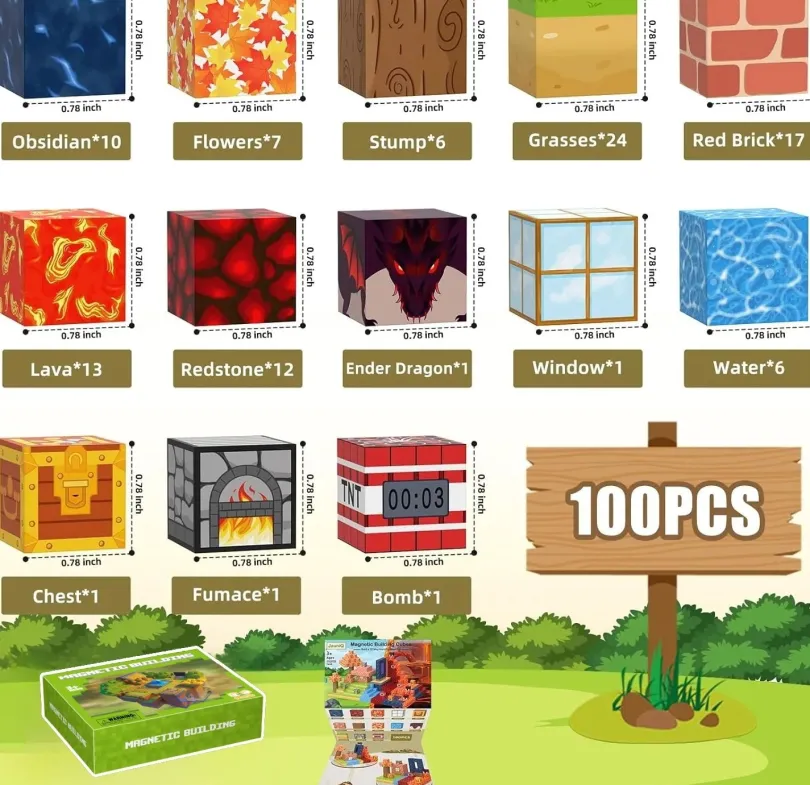 Magnetic Building Blocks Lava 100 st