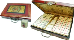 Mah Jong Wood Case with red, XL stones