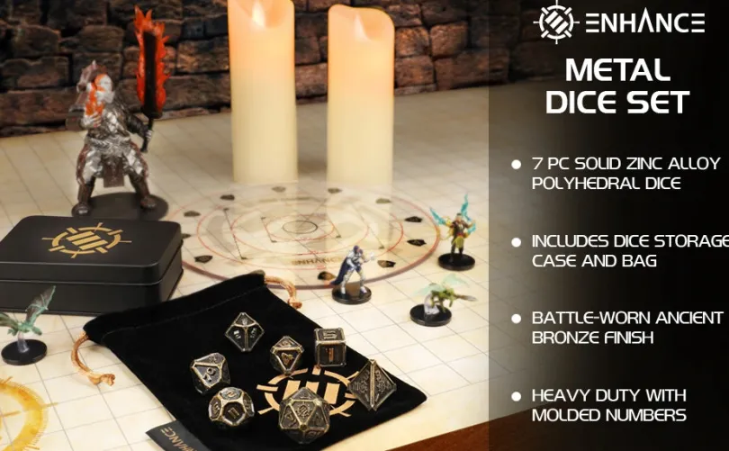 Metal Dice Set Ancient Bronze